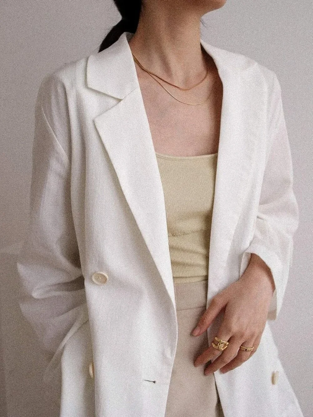 18K Gold Plated Double Herringbone Chain Necklace - Minimalist Layering Jewelry